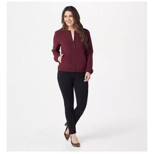 NWT StyleList by Micaela Soft Zip Jacket Mulberry Elastic Hem Cuffs Size XS